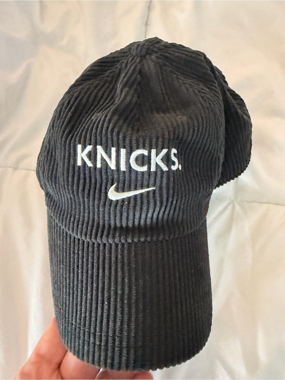 Nike Black Corduroy Knicks Cap with White Embroidery